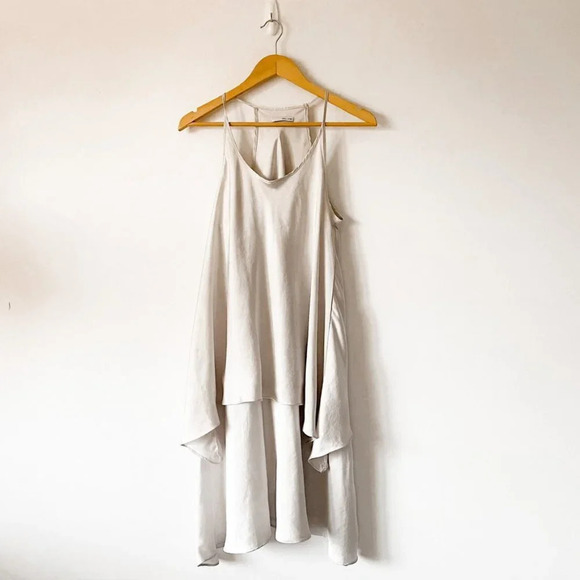 Oak + Fort Satin Effect Tiered Double Layer Dress - Picture 1 of 5